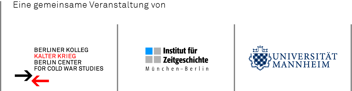 Logoleiste der Veranstalter der INF-Tagung 2017: Berliner Kolleg Kalter Krieg, Institut für Zeitgeschichte München - Berlin, Universität Mannheim